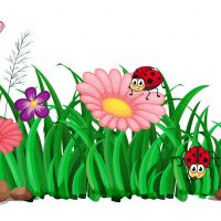 Flower and grass for decor illustration